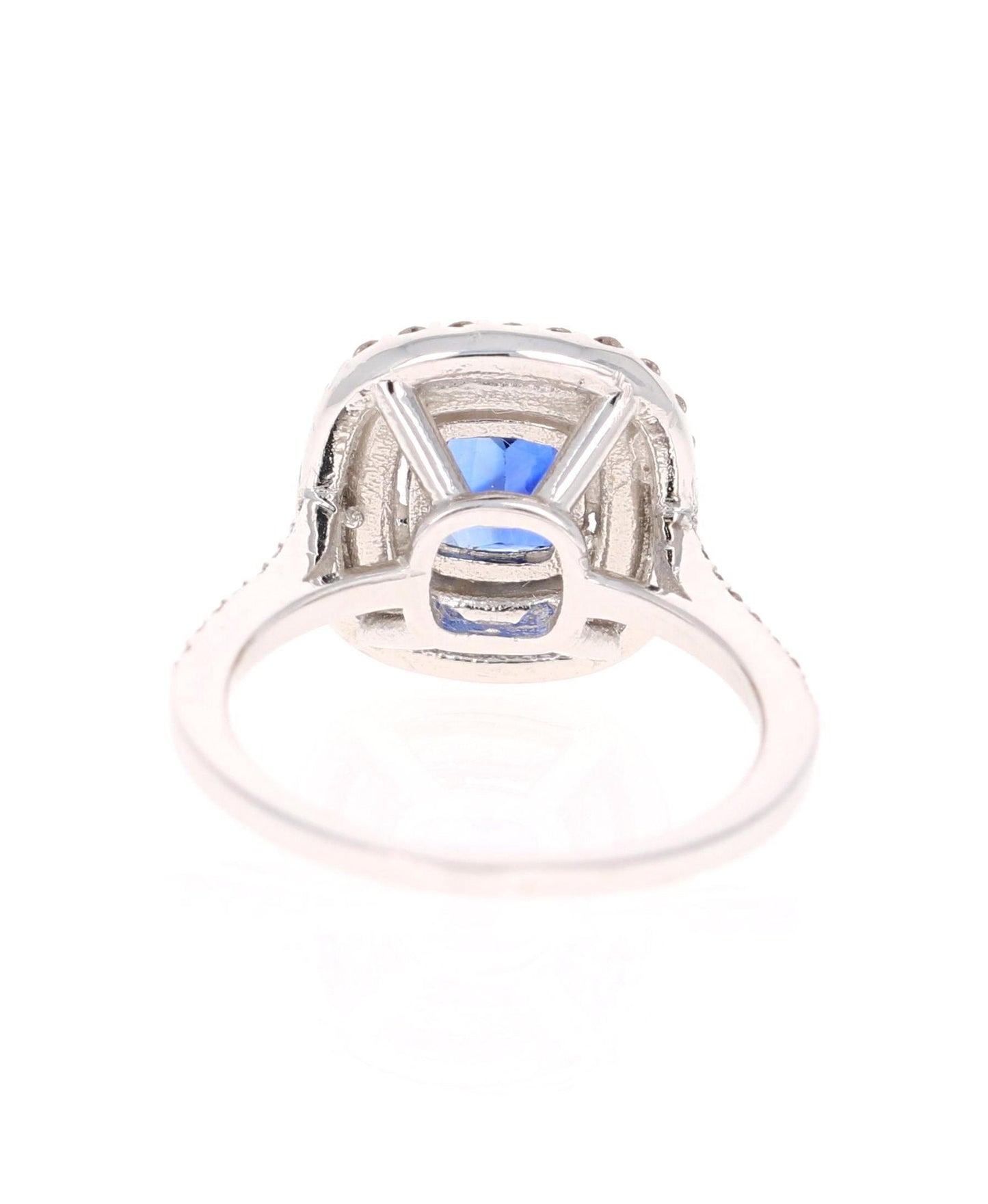 2.29 Carat Blue Sapphire Diamond Ring GIA Certified 14 Karat White Gold Ring
