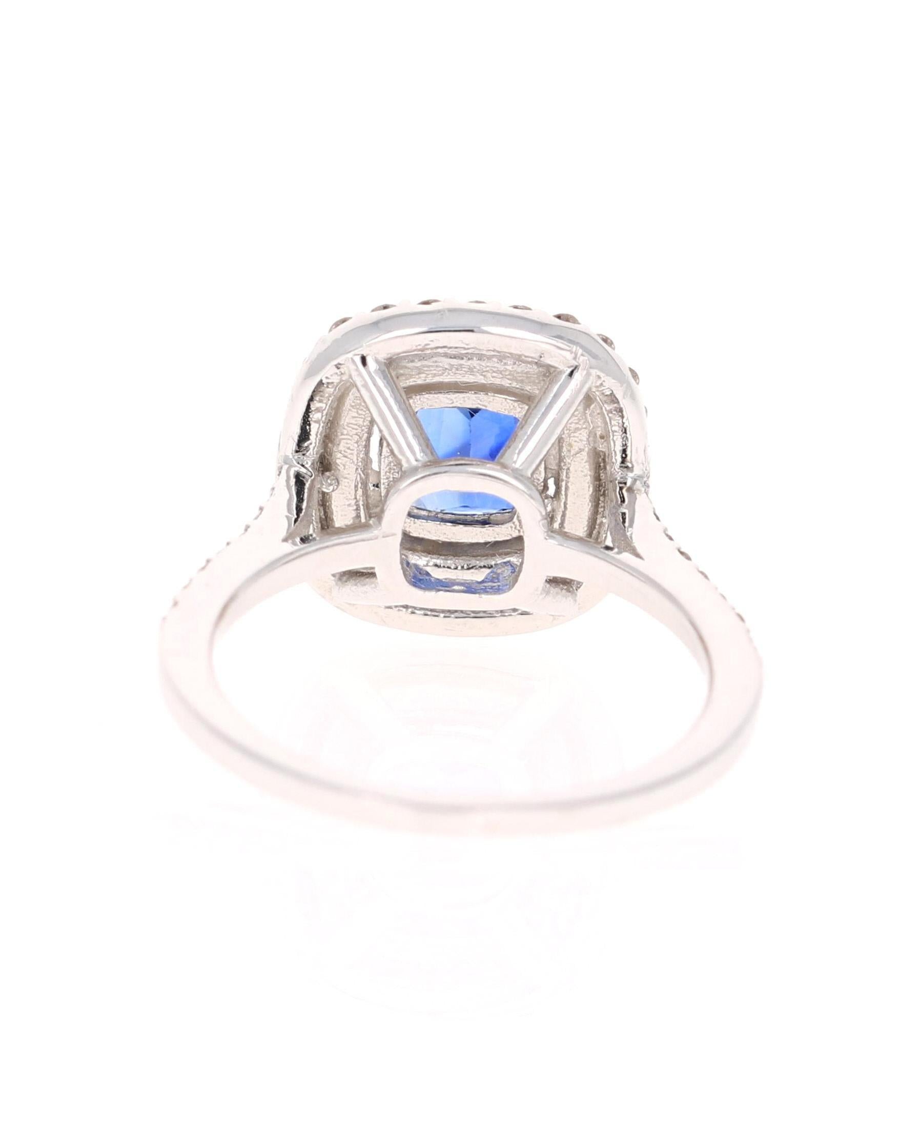 2.29 Carat Blue Sapphire Diamond Ring GIA Certified 14 Karat White Gold Ring