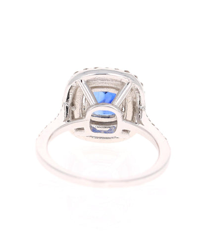 2.29 Carat Blue Sapphire Diamond Ring GIA Certified 14 Karat White Gold Ring