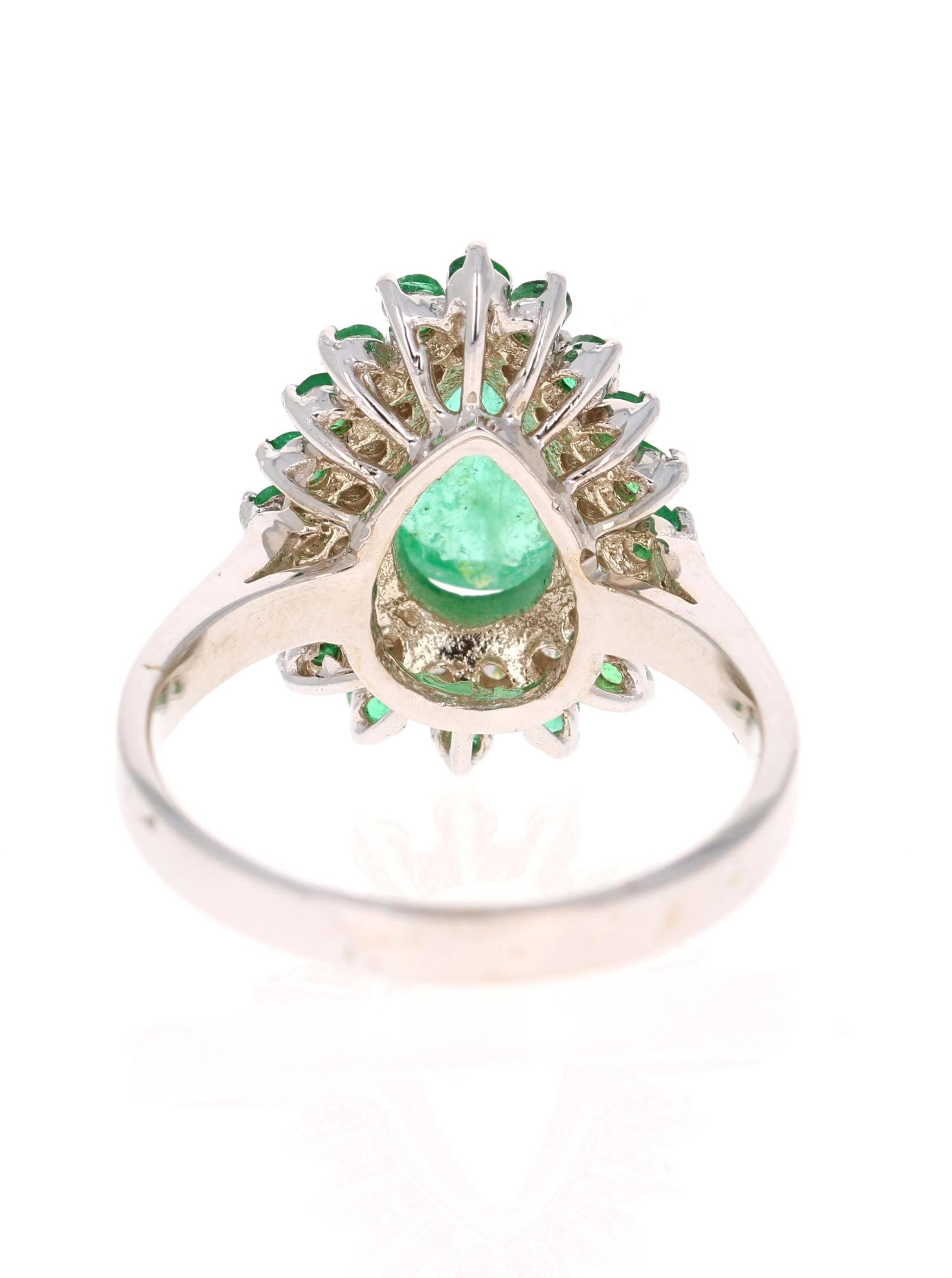 2.33 Carat Pear Cut Emerald Diamond 18 Karat White Gold Engagement Ring