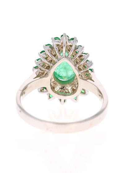 2.33 Carat Pear Cut Emerald Diamond 18 Karat White Gold Engagement Ring