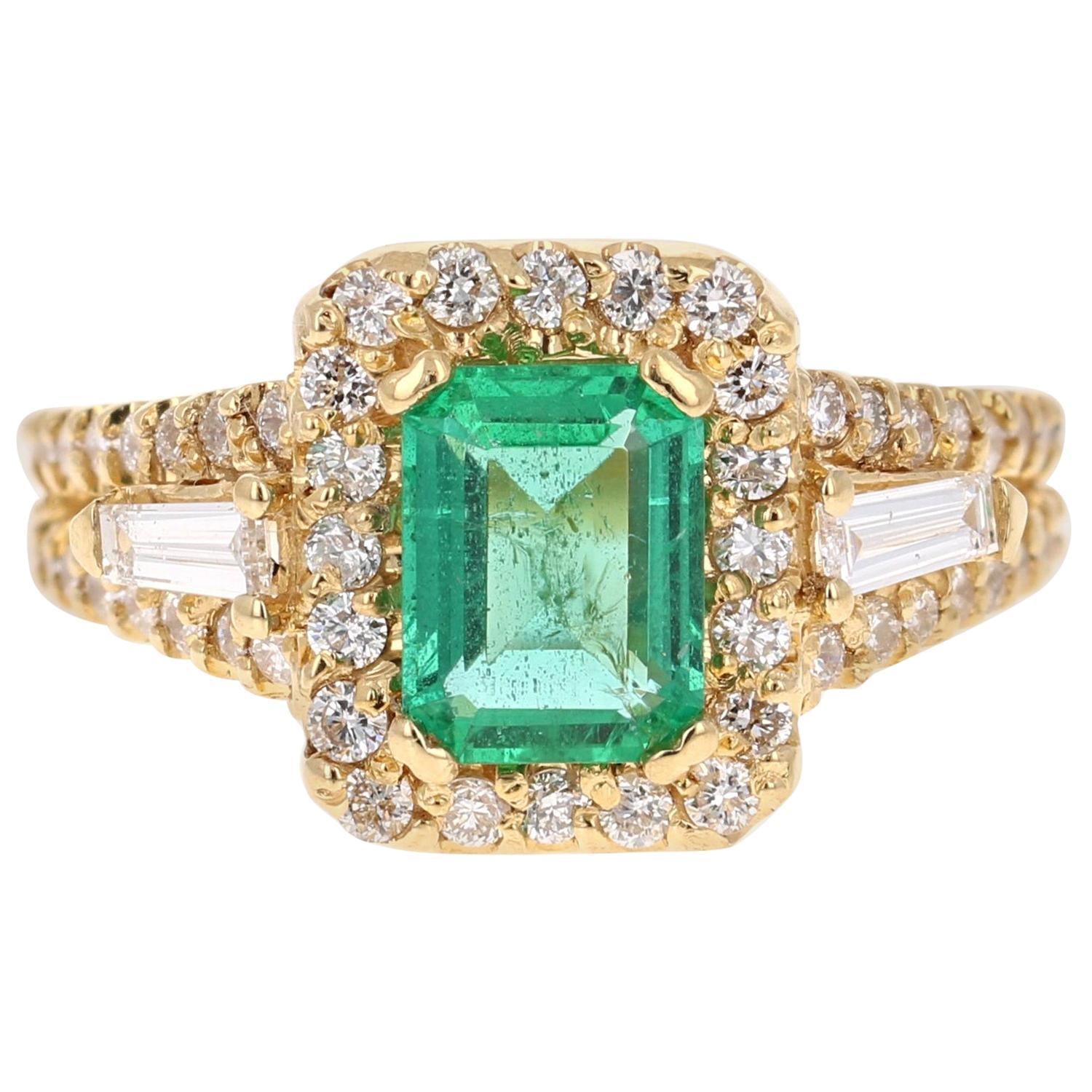 GIA Certified 2.36 Carat Emerald Diamond 18 Karat Yellow Gold Engagement Ring