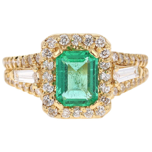 GIA Certified 2.36 Carat Emerald Diamond 18 Karat Yellow Gold Engagement Ring