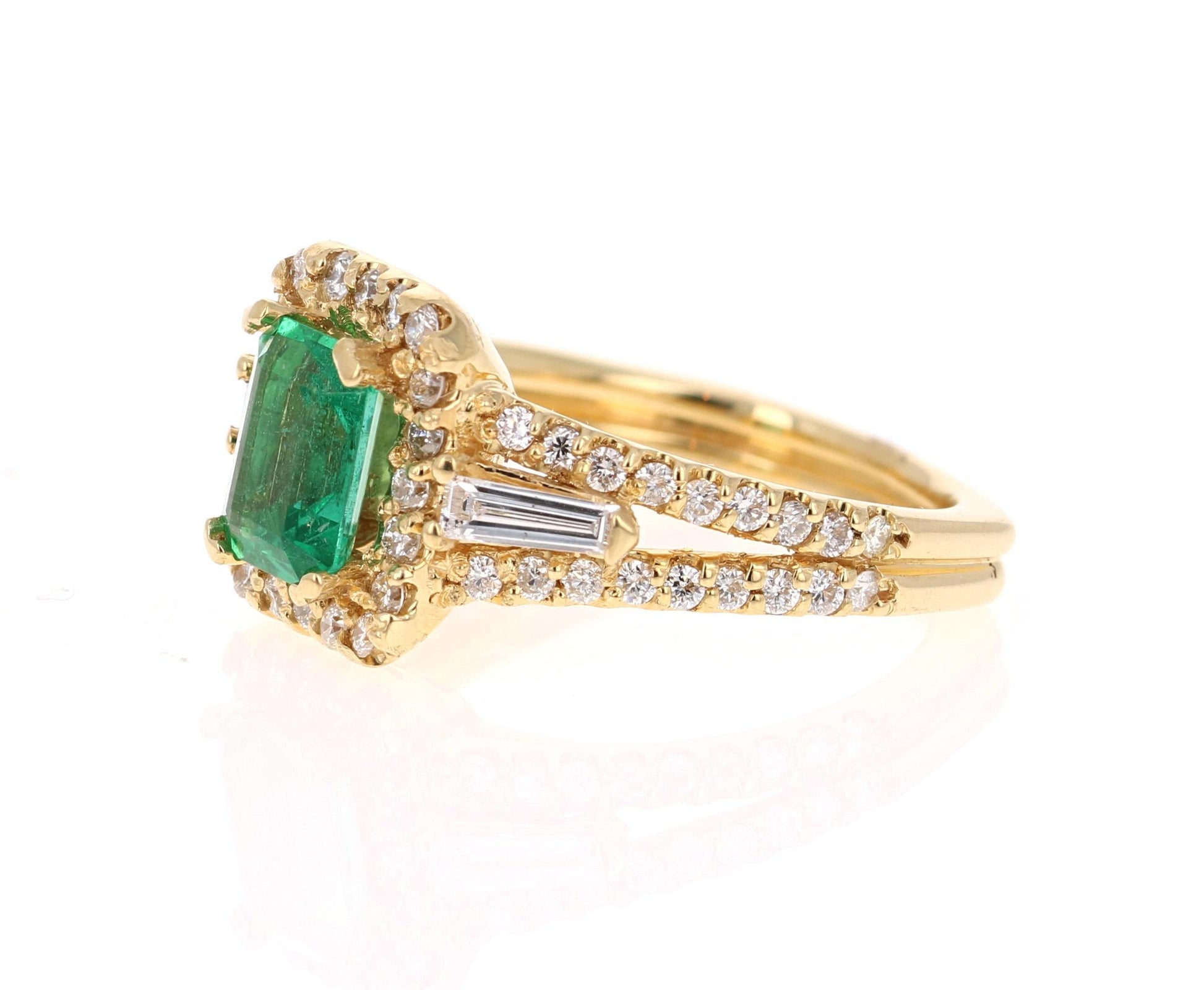 GIA Certified 2.36 Carat Emerald Diamond 18 Karat Yellow Gold Engagement Ring