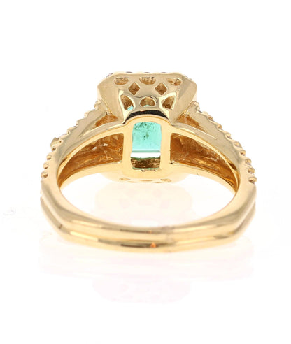 GIA Certified 2.36 Carat Emerald Diamond 18 Karat Yellow Gold Engagement Ring