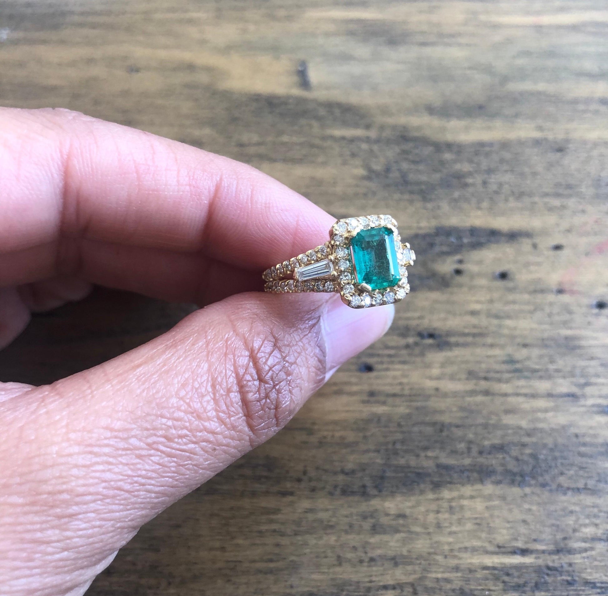 GIA Certified 2.36 Carat Emerald Diamond 18 Karat Yellow Gold Engagement Ring