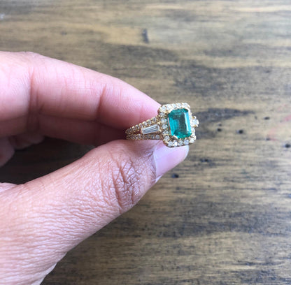 GIA Certified 2.36 Carat Emerald Diamond 18 Karat Yellow Gold Engagement Ring