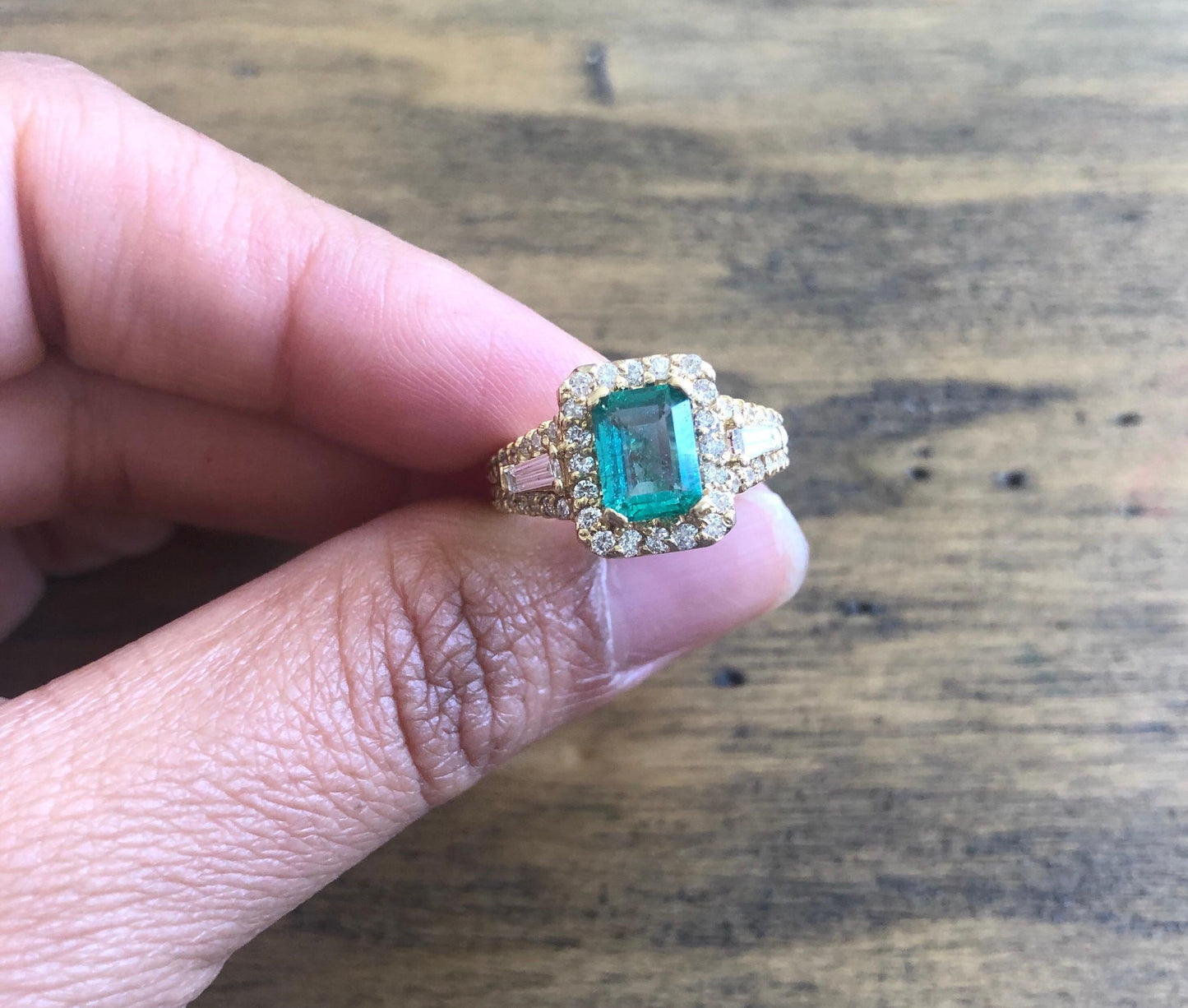 GIA Certified 2.36 Carat Emerald Diamond 18 Karat Yellow Gold Engagement Ring