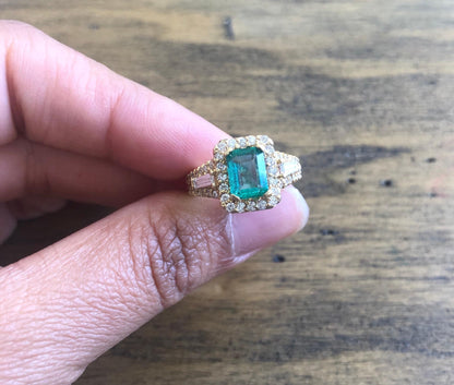 GIA Certified 2.36 Carat Emerald Diamond 18 Karat Yellow Gold Engagement Ring