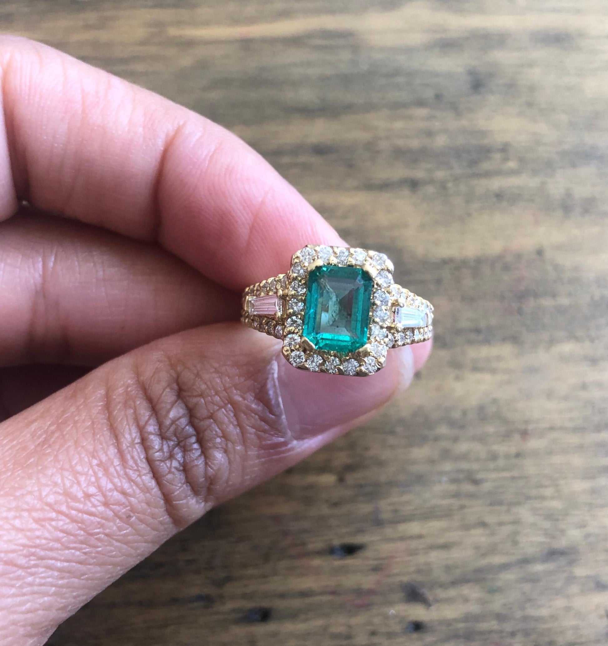 GIA Certified 2.36 Carat Emerald Diamond 18 Karat Yellow Gold Engagement Ring