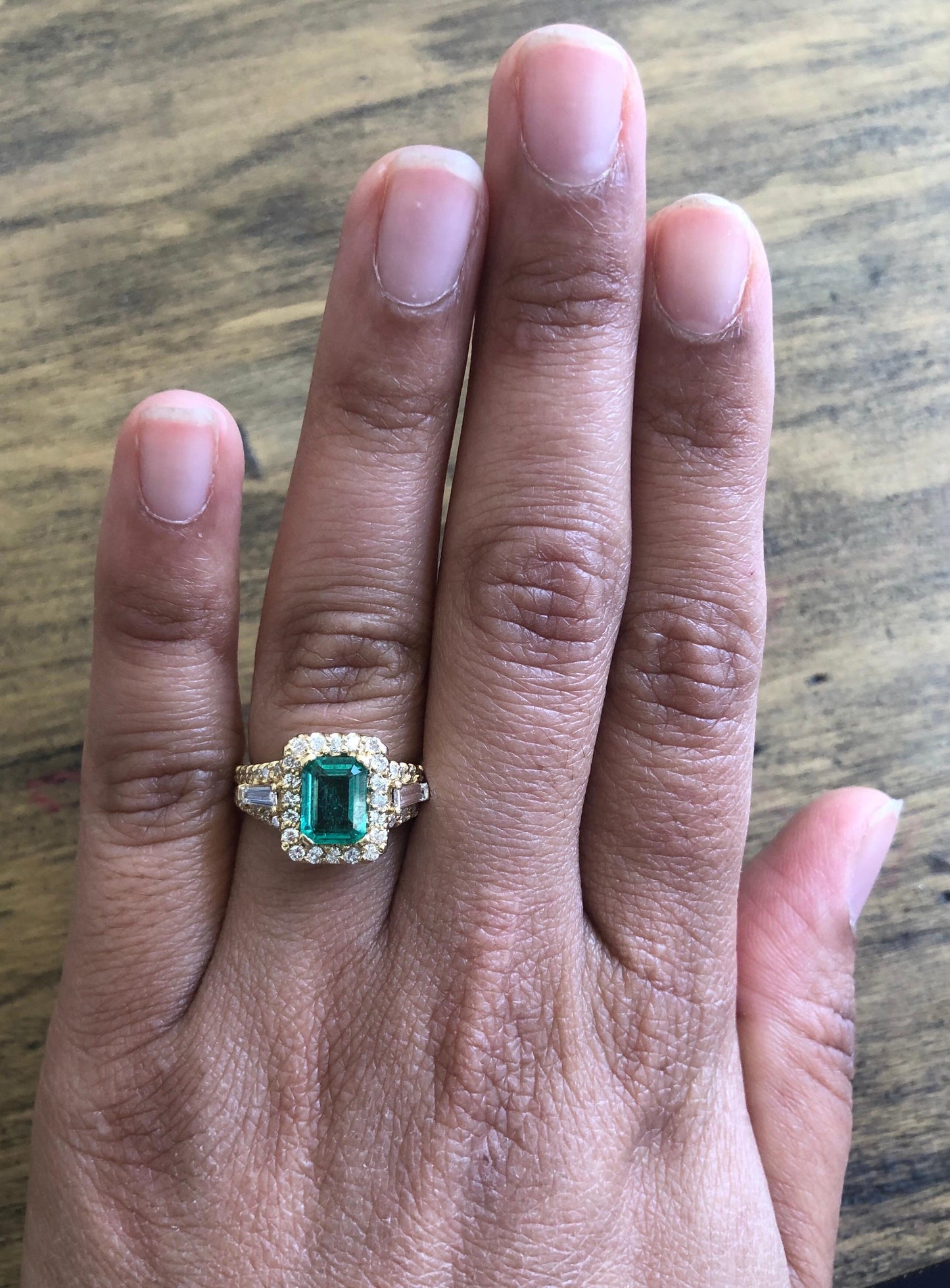 GIA Certified 2.36 Carat Emerald Diamond 18 Karat Yellow Gold Engagement Ring