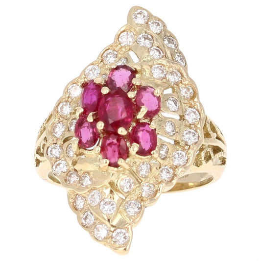 2.36 Carat Ruby Diamond 14 Karat Yellow Gold Ring