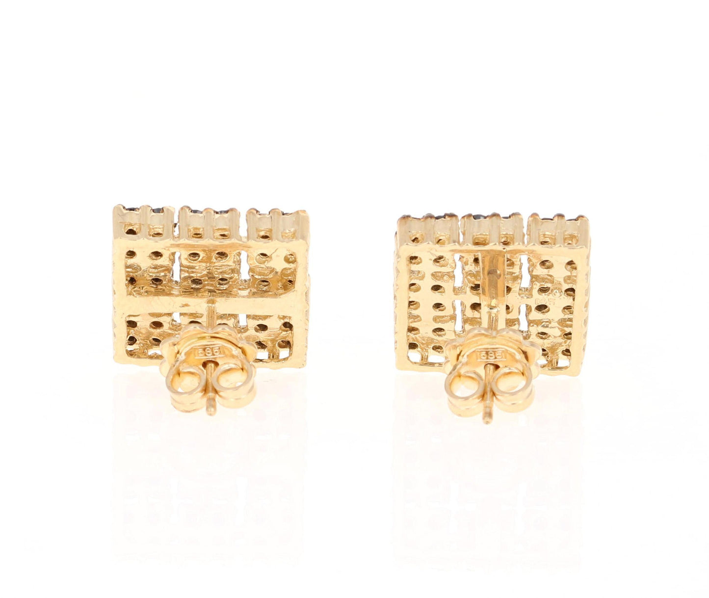 2.38 Carat Black Diamond 14 Karat Yellow Gold Earrings