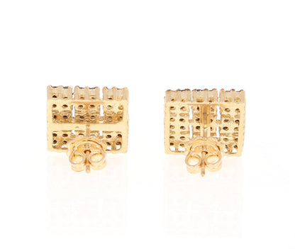 2.38 Carat Black Diamond 14 Karat Yellow Gold Earrings