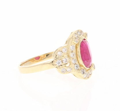 2.39 Carat Ruby Diamond 14 Karat Yellow Gold Ring