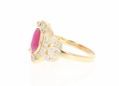 2.39 Carat Ruby Diamond 14 Karat Yellow Gold Ring