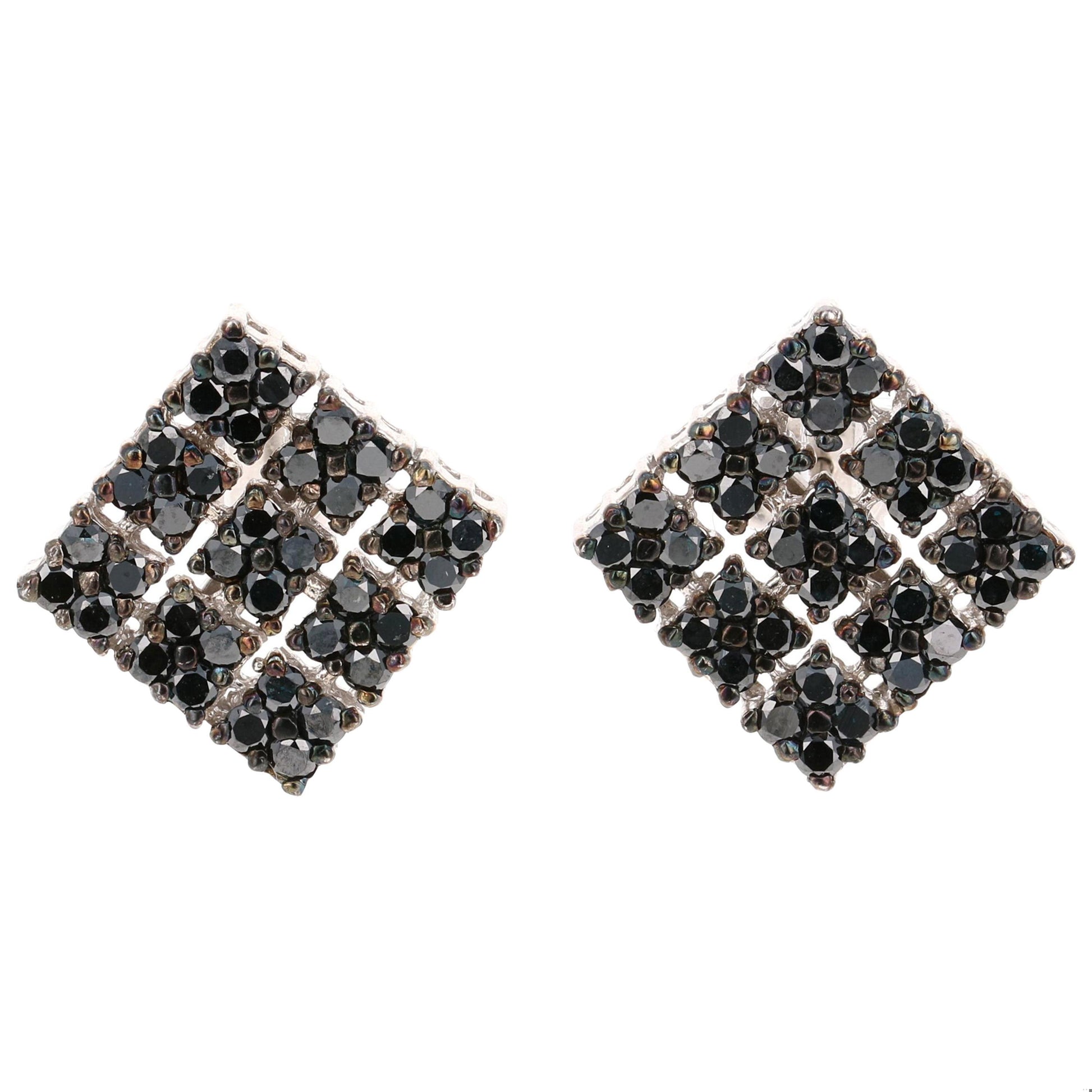 2.40 Carat Black Diamond White Gold Earrings