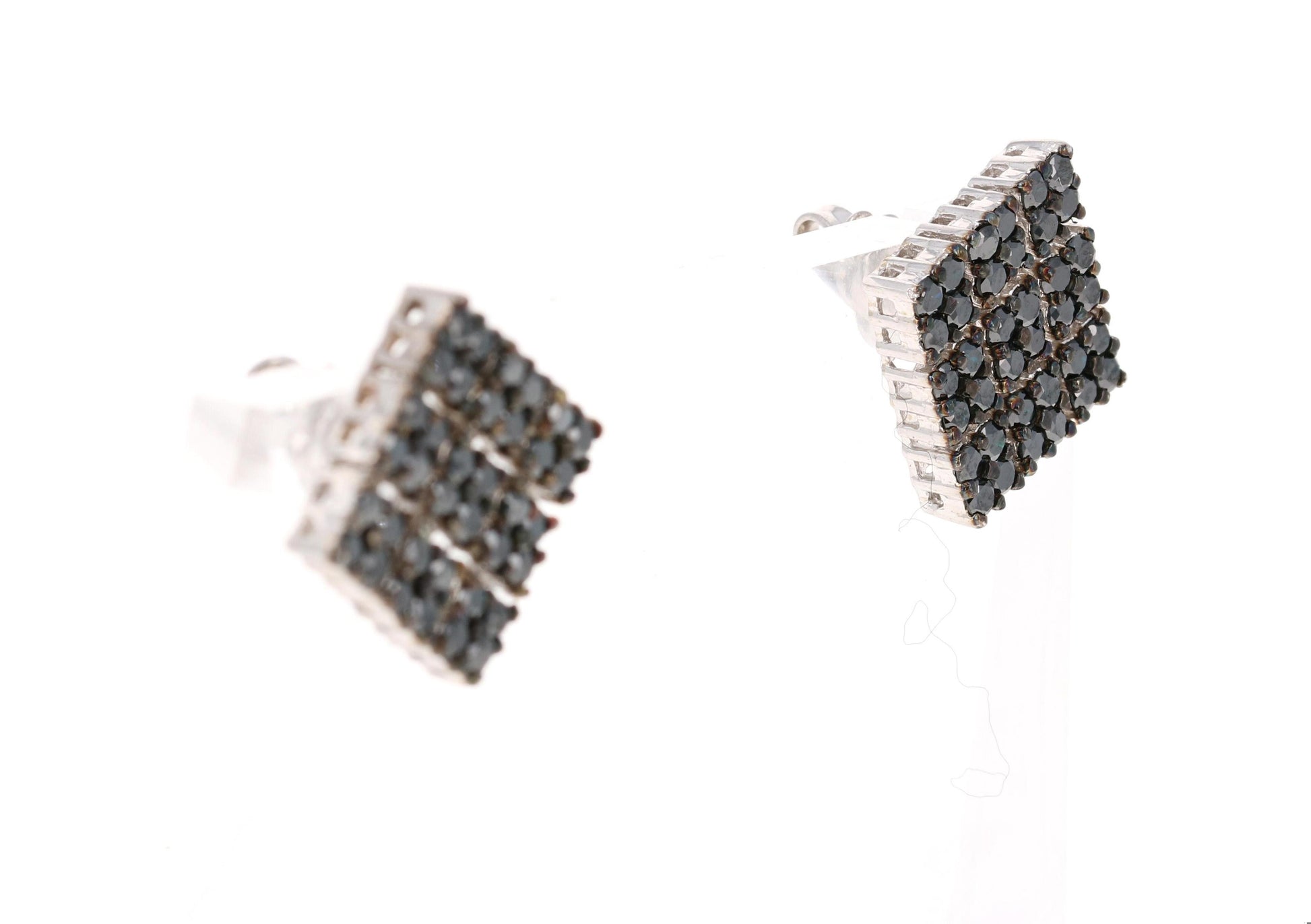 2.40 Carat Black Diamond White Gold Earrings