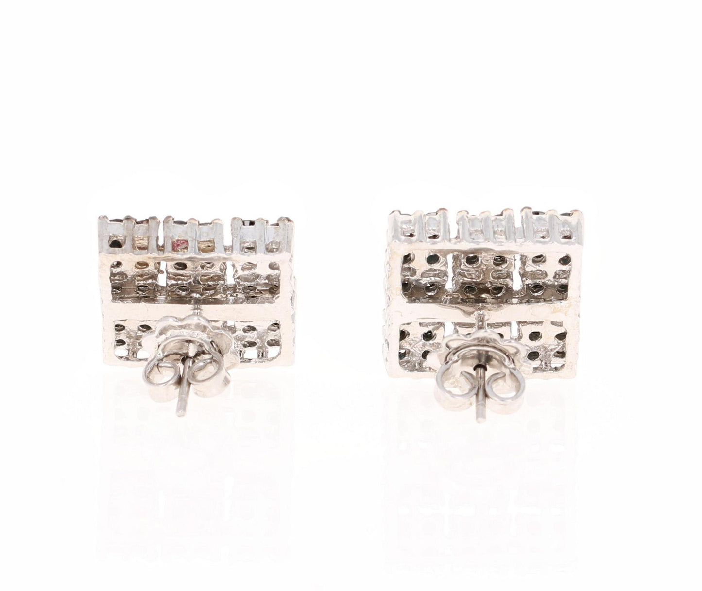 2.40 Carat Black Diamond White Gold Earrings