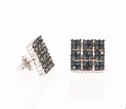 2.40 Carat Black Diamond White Gold Earrings