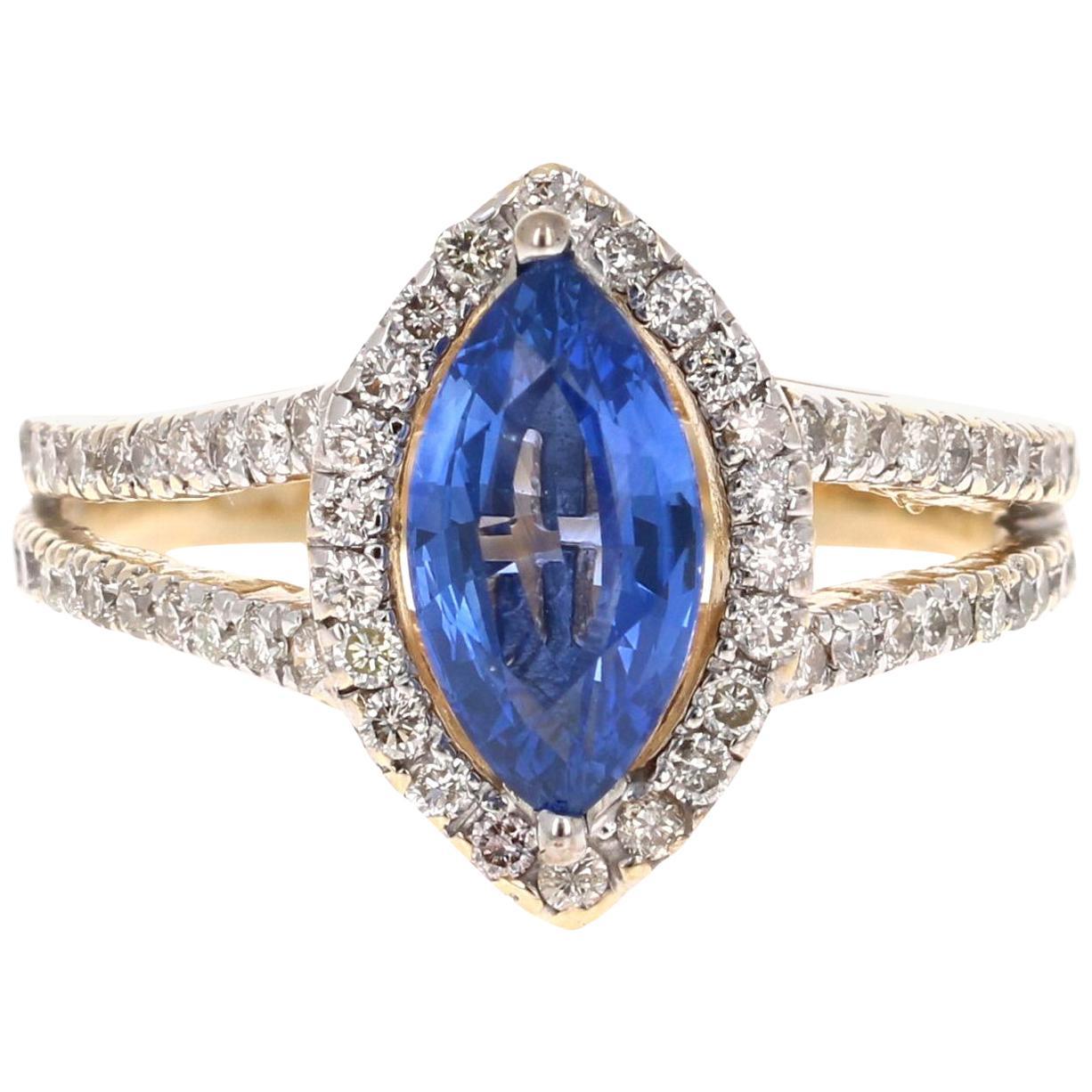 2.40 Carat Tanzanite Diamond 14 Karat Yellow Gold Bridal Ring