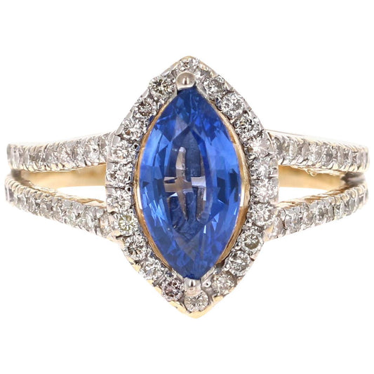 2.40 Carat Tanzanite Diamond 14 Karat Yellow Gold Bridal Ring