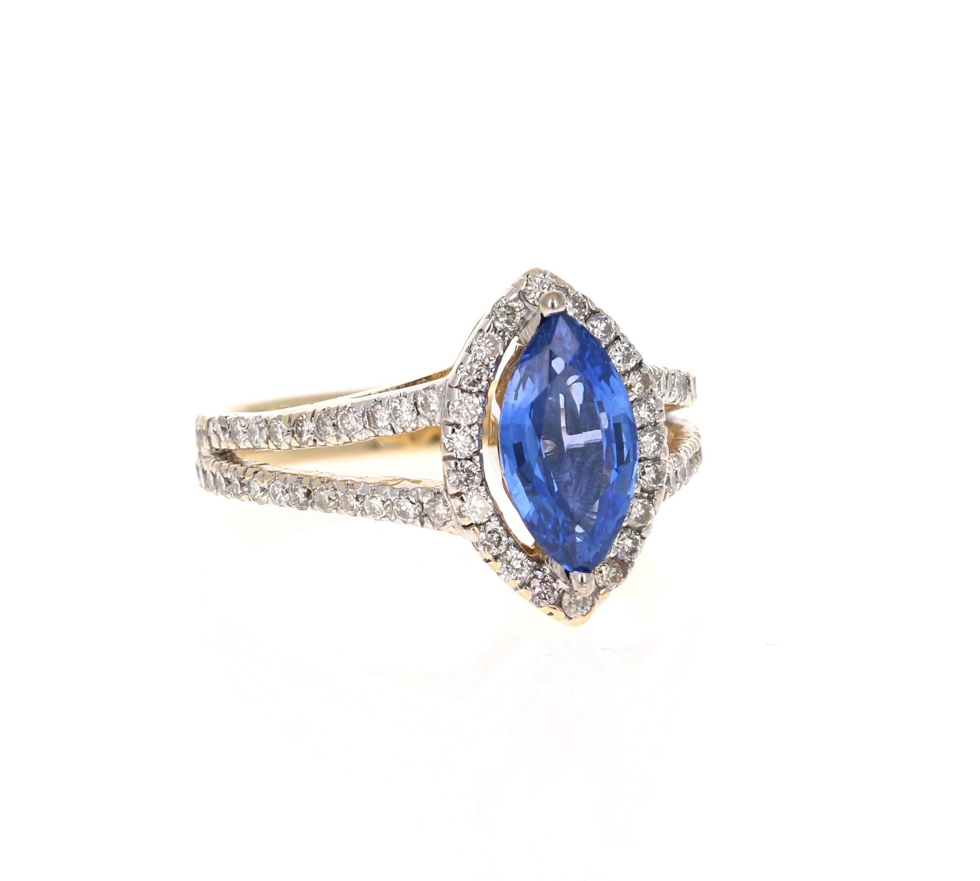 2.40 Carat Tanzanite Diamond 14 Karat Yellow Gold Bridal Ring