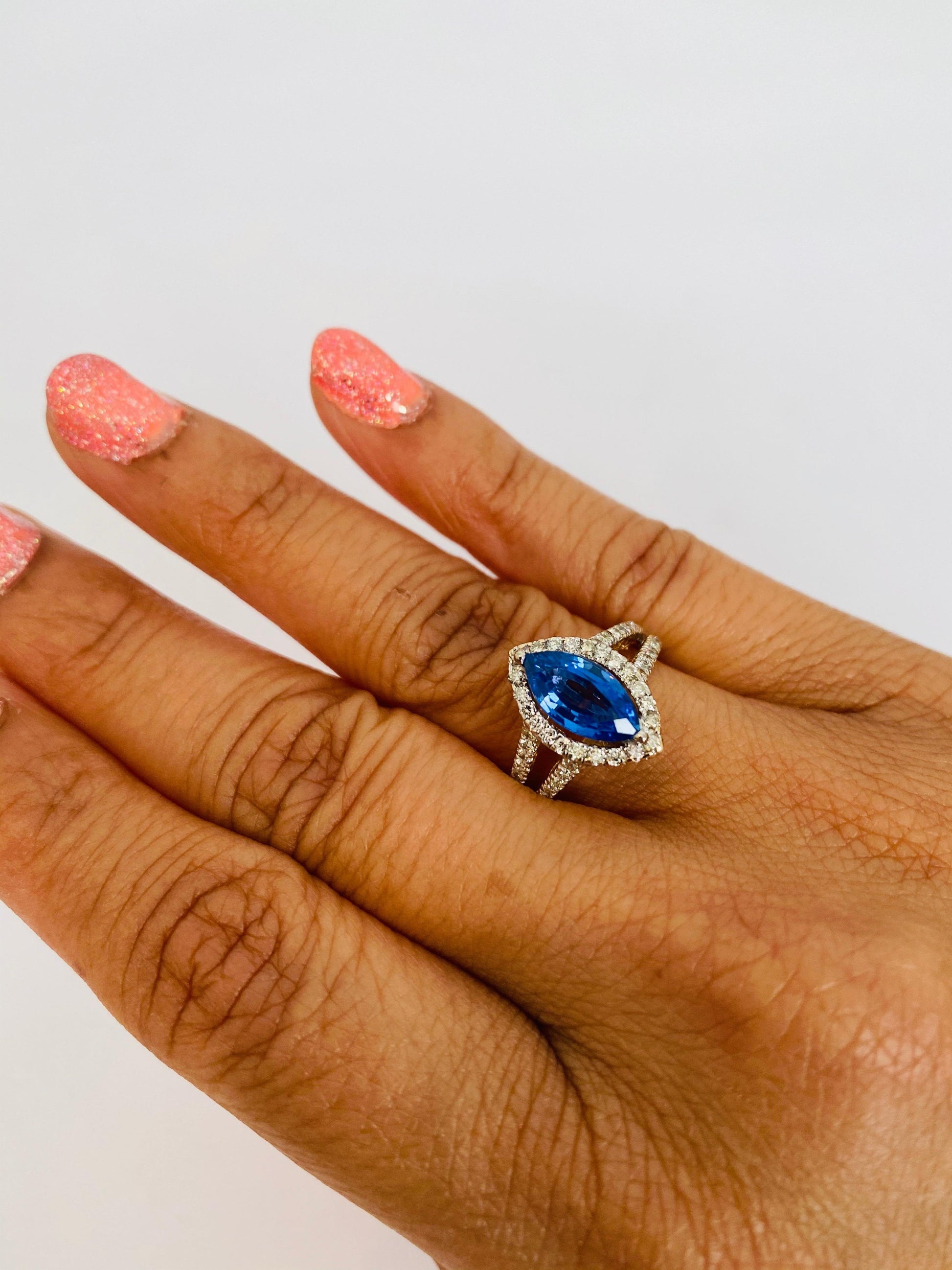 2.40 Carat Tanzanite Diamond 14 Karat Yellow Gold Bridal Ring