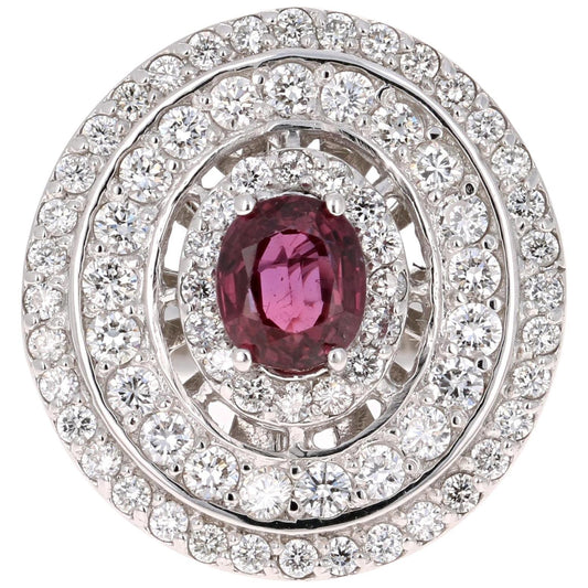 2.41 Carat Ruby Diamond White Gold Cocktail Ring