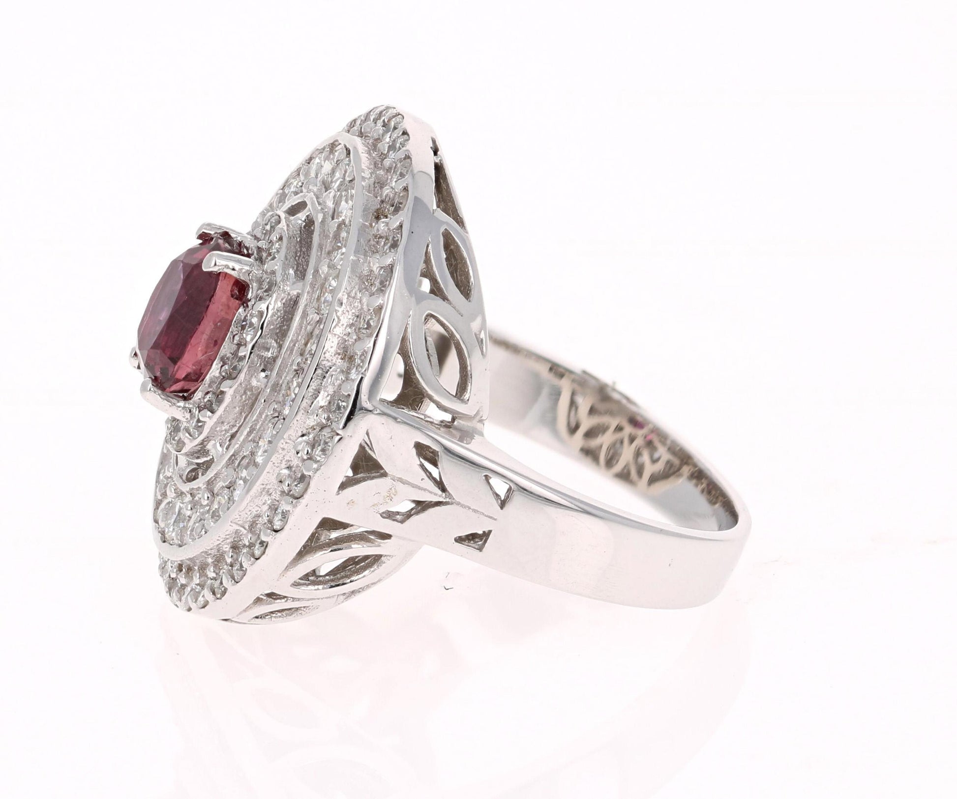 2.41 Carat Ruby Diamond White Gold Cocktail Ring