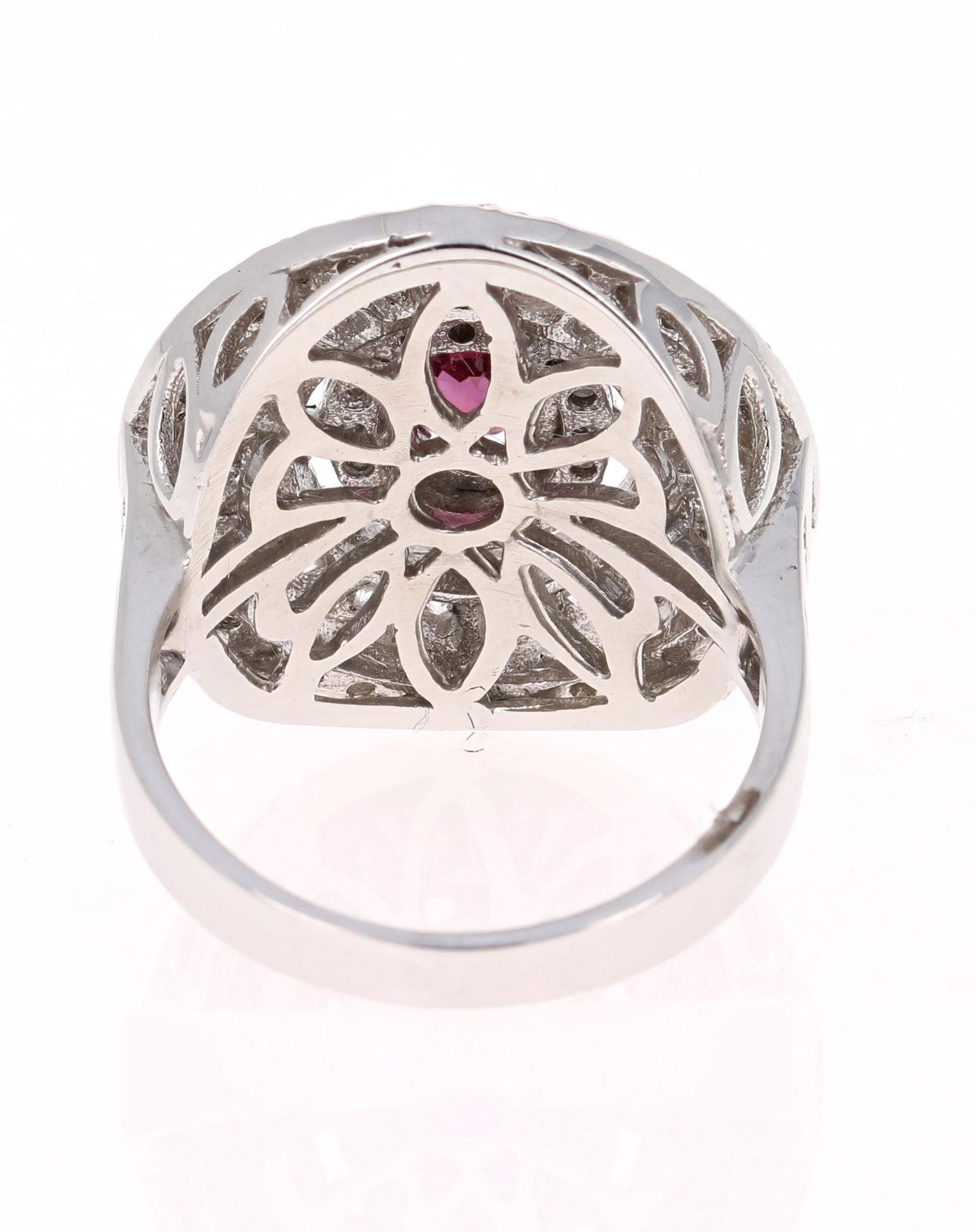 2.41 Carat Ruby Diamond White Gold Cocktail Ring