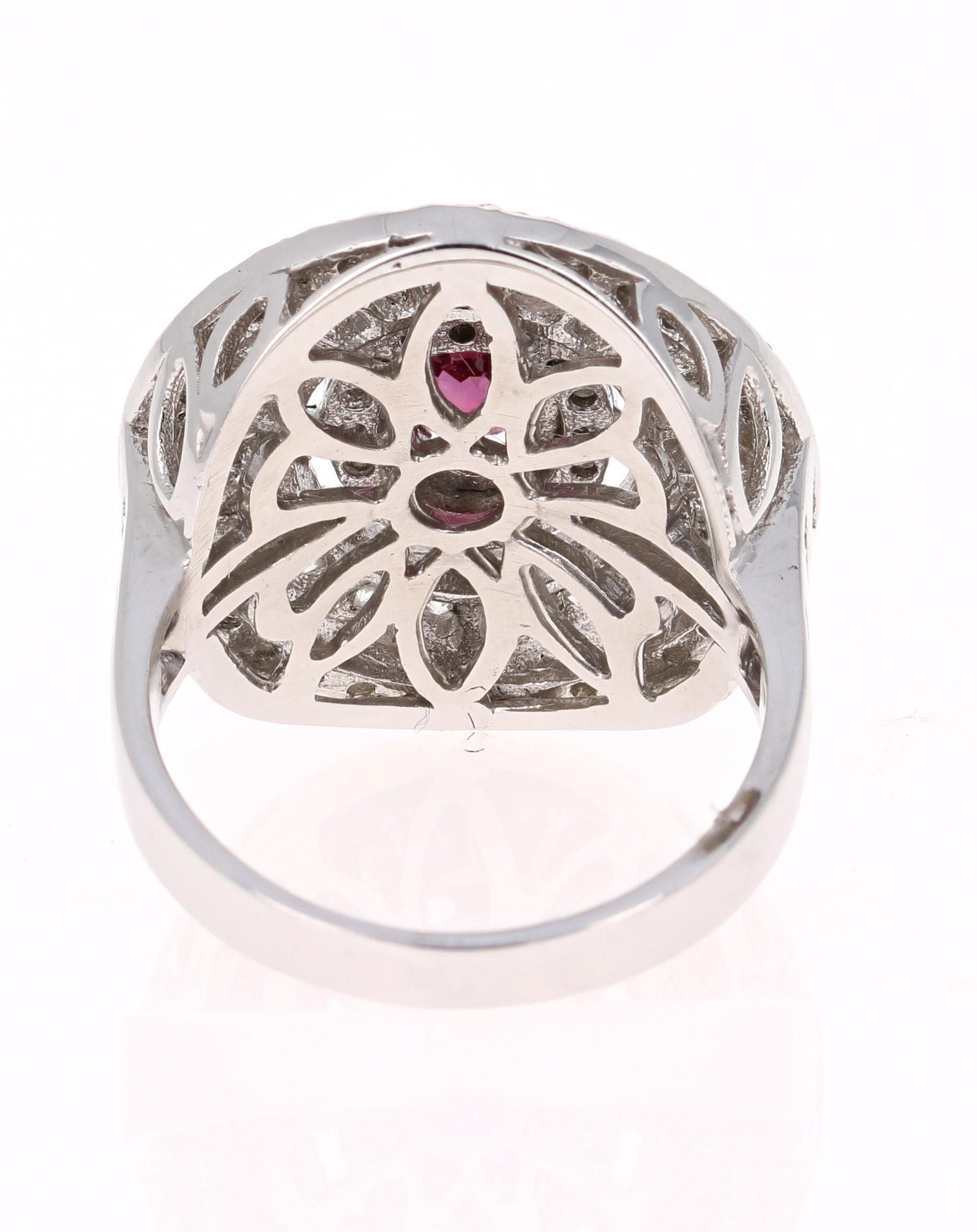 2.41 Carat Ruby Diamond White Gold Cocktail Ring