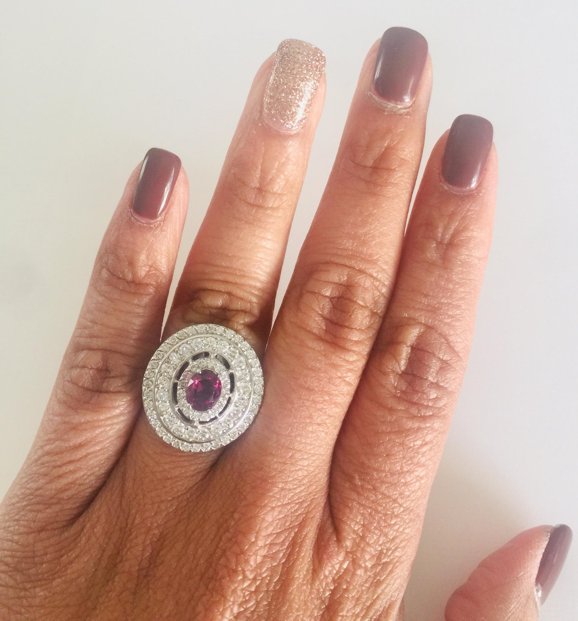2.41 Carat Ruby Diamond White Gold Cocktail Ring