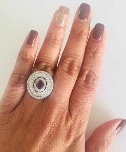 2.41 Carat Ruby Diamond White Gold Cocktail Ring