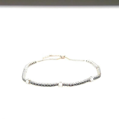 2.42 Carat Black Diamond White Diamond 14 Karat White Gold Bracelet
