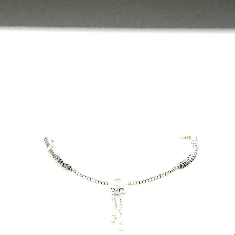 2.42 Carat Black Diamond White Diamond 14 Karat White Gold Bracelet