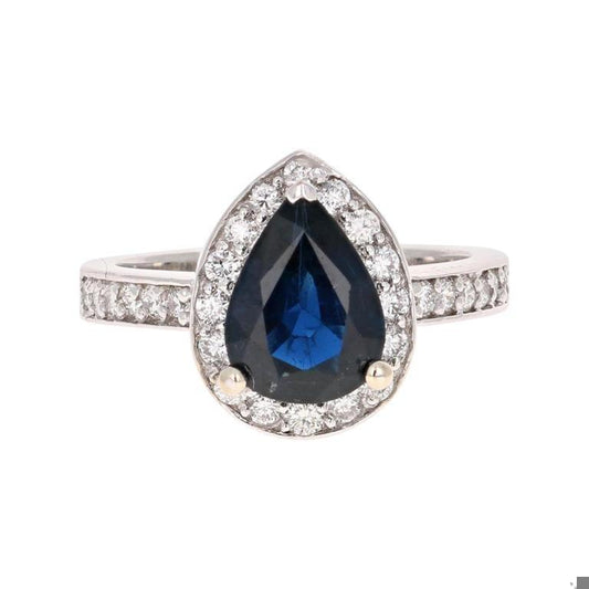 2.44 Carat Blue Sapphire Diamond 18 Karat White Gold Engagement Ring