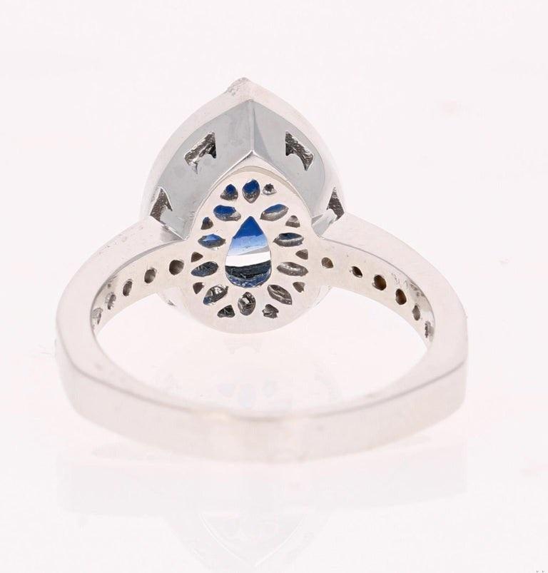 2.44 Carat Blue Sapphire Diamond 18 Karat White Gold Engagement Ring