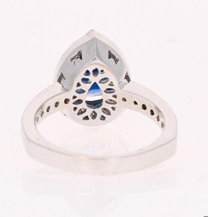 2.44 Carat Blue Sapphire Diamond 18 Karat White Gold Engagement Ring