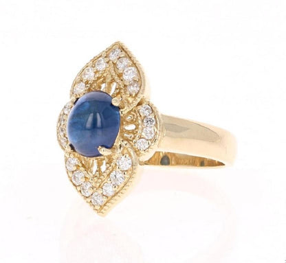 2.46 Carat Sapphire Diamond 14 Karat Yellow Gold Diamond Ring