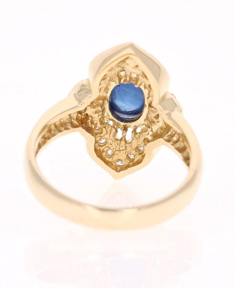 2.46 Carat Sapphire Diamond 14 Karat Yellow Gold Diamond Ring
