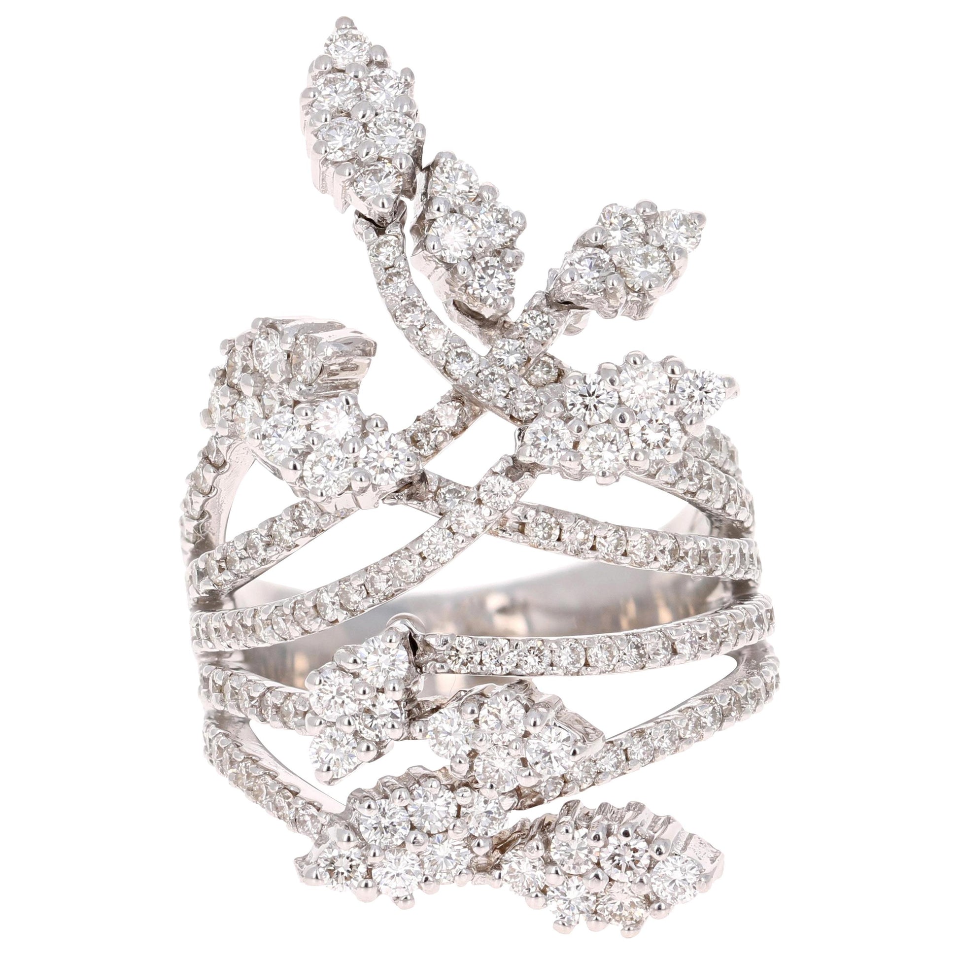 2.47 Carat Diamond Cocktail 14 Karat White Gold Ring