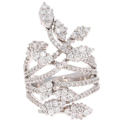 2.47 Carat Diamond Cocktail 14 Karat White Gold Ring