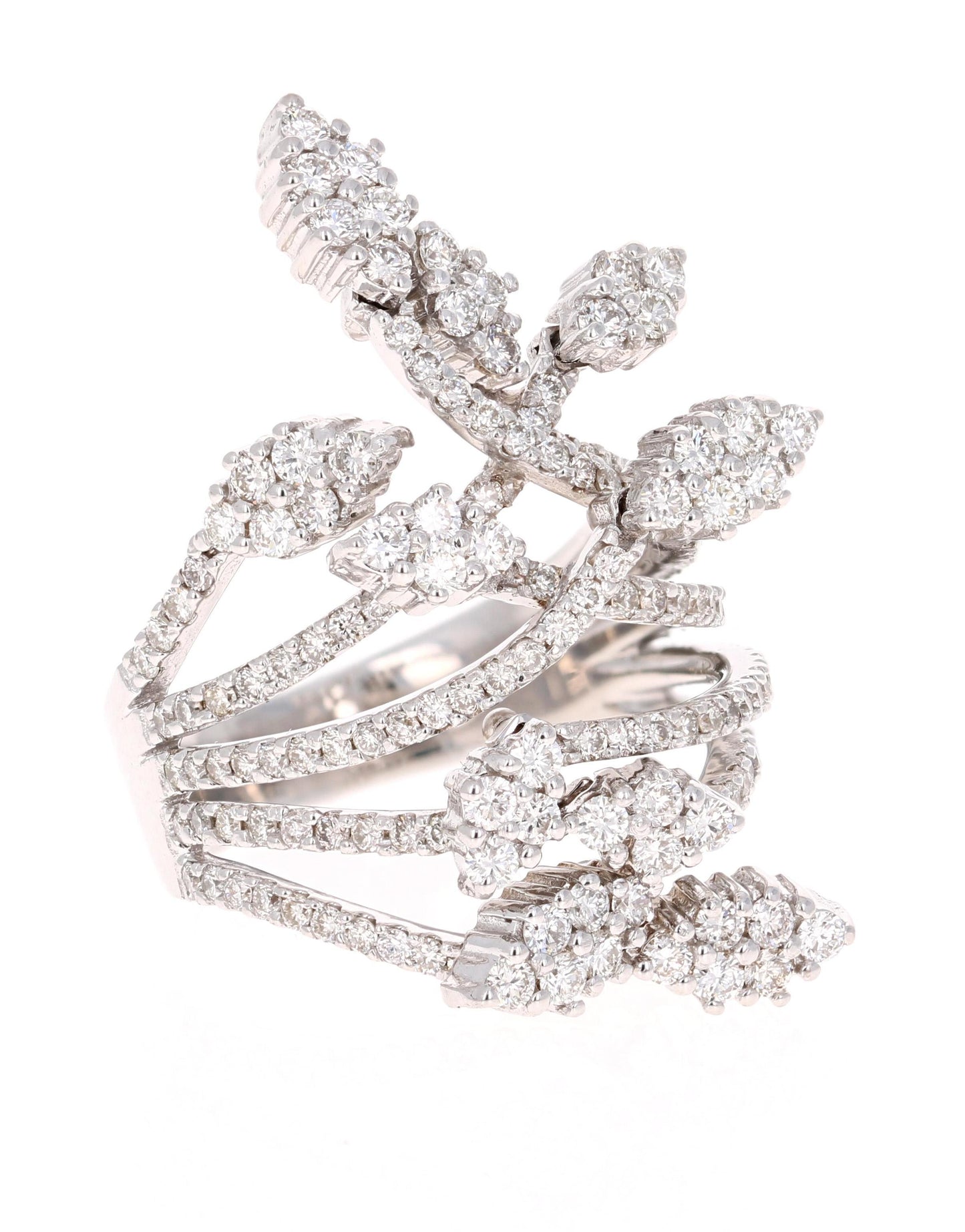 2.47 Carat Diamond Cocktail 14 Karat White Gold Ring