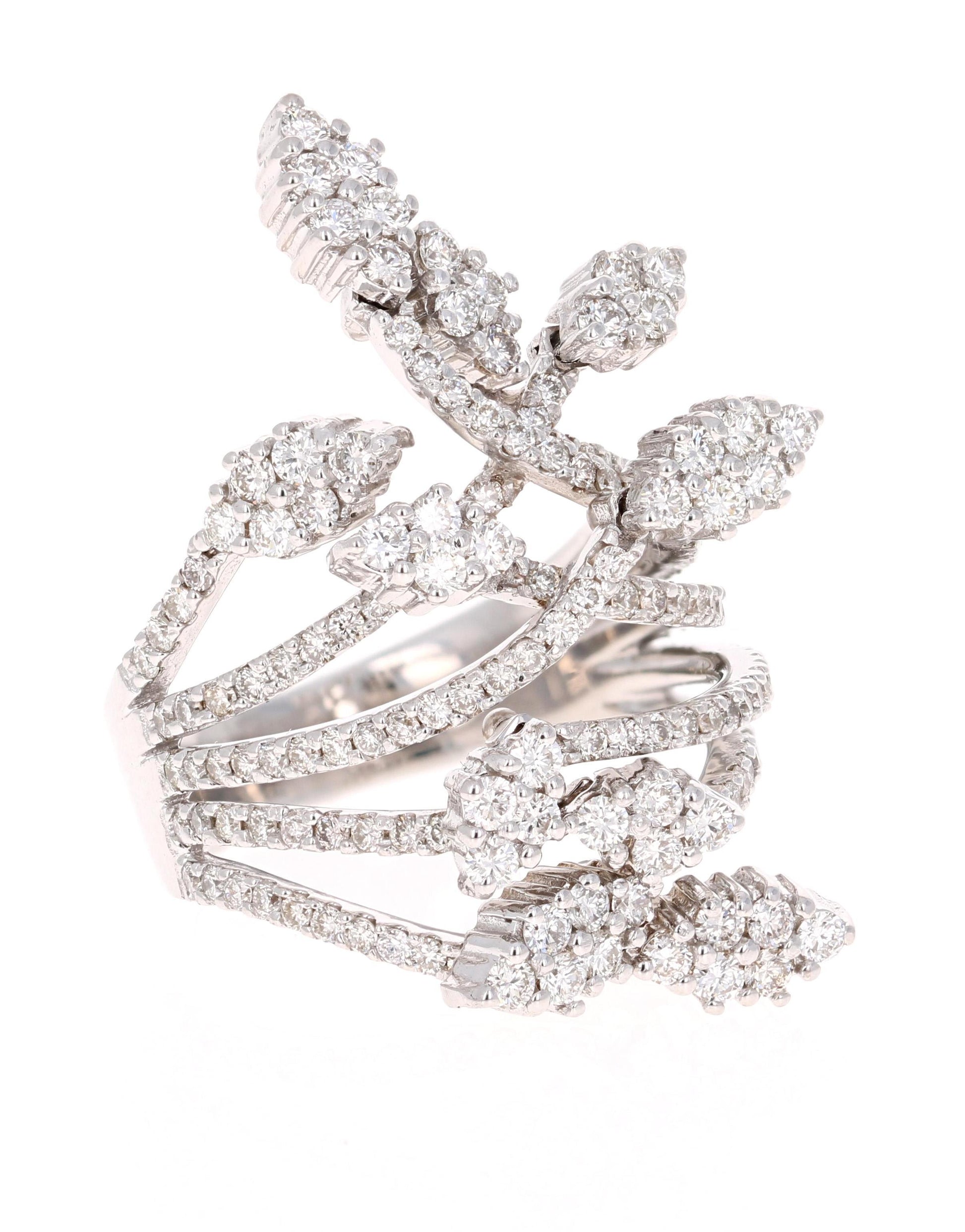 2.47 Carat Diamond Cocktail 14 Karat White Gold Ring