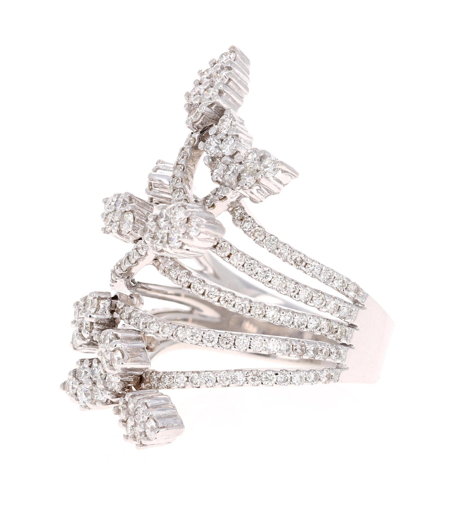 2.47 Carat Diamond Cocktail 14 Karat White Gold Ring
