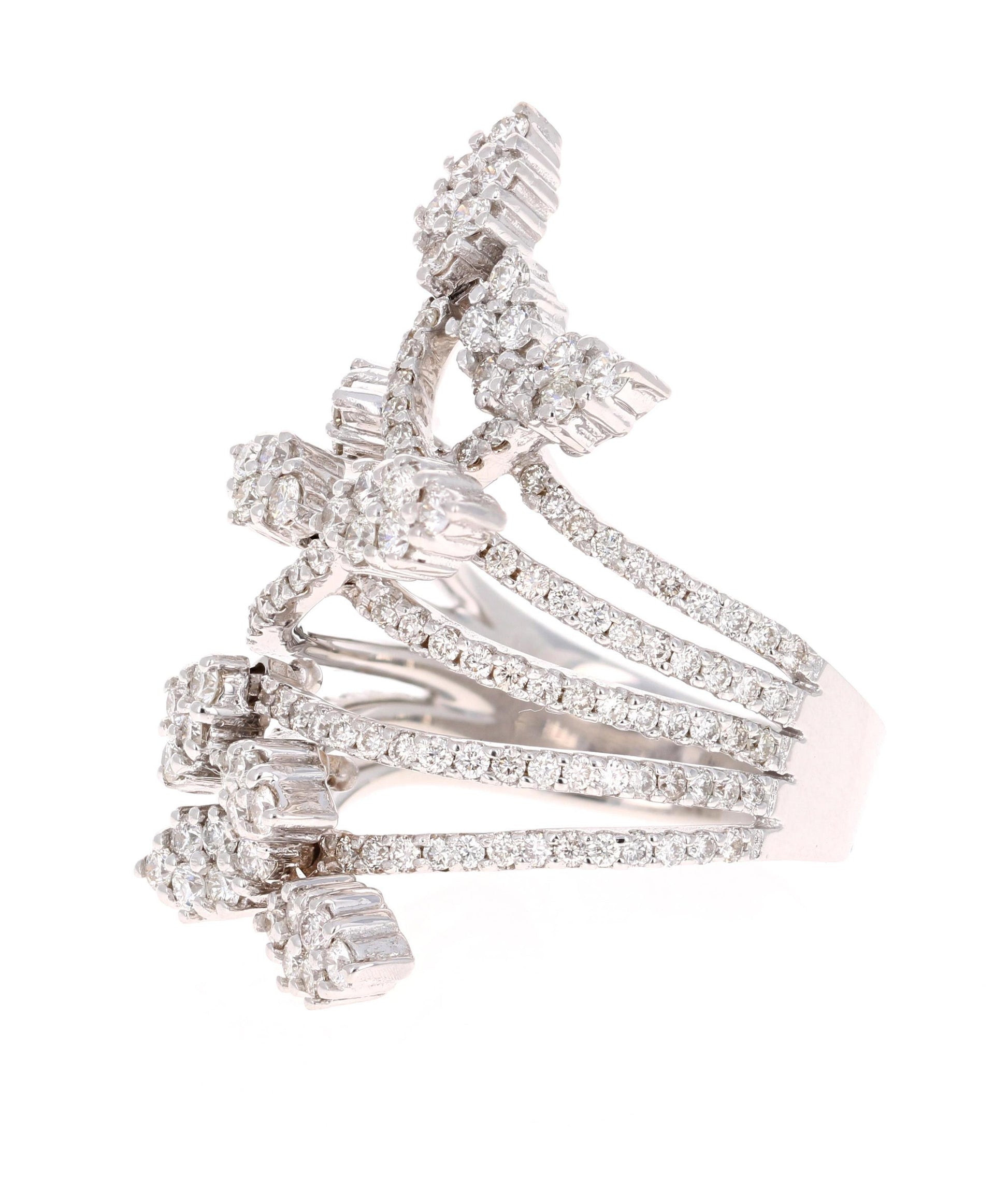 2.47 Carat Diamond Cocktail 14 Karat White Gold Ring