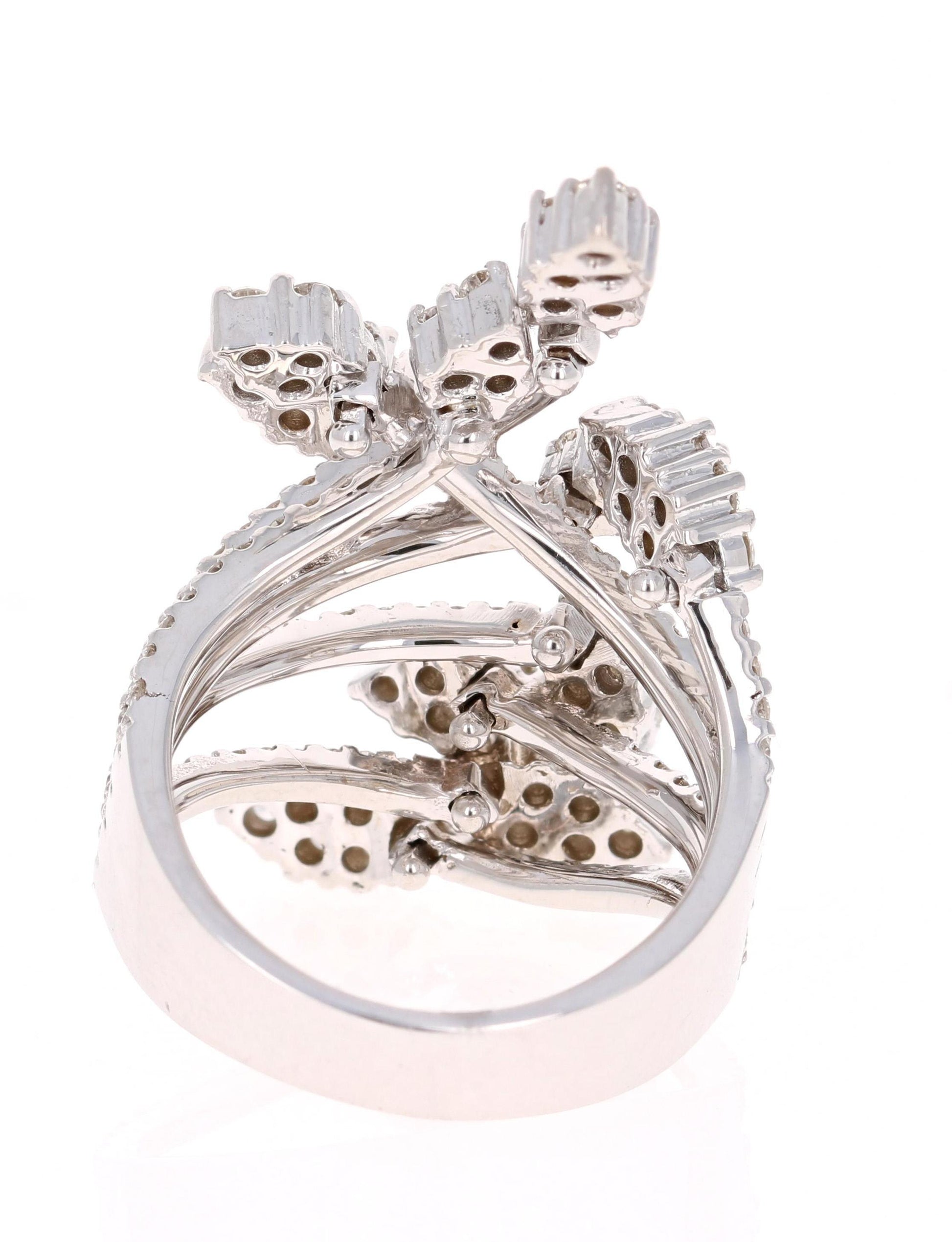 2.47 Carat Diamond Cocktail 14 Karat White Gold Ring