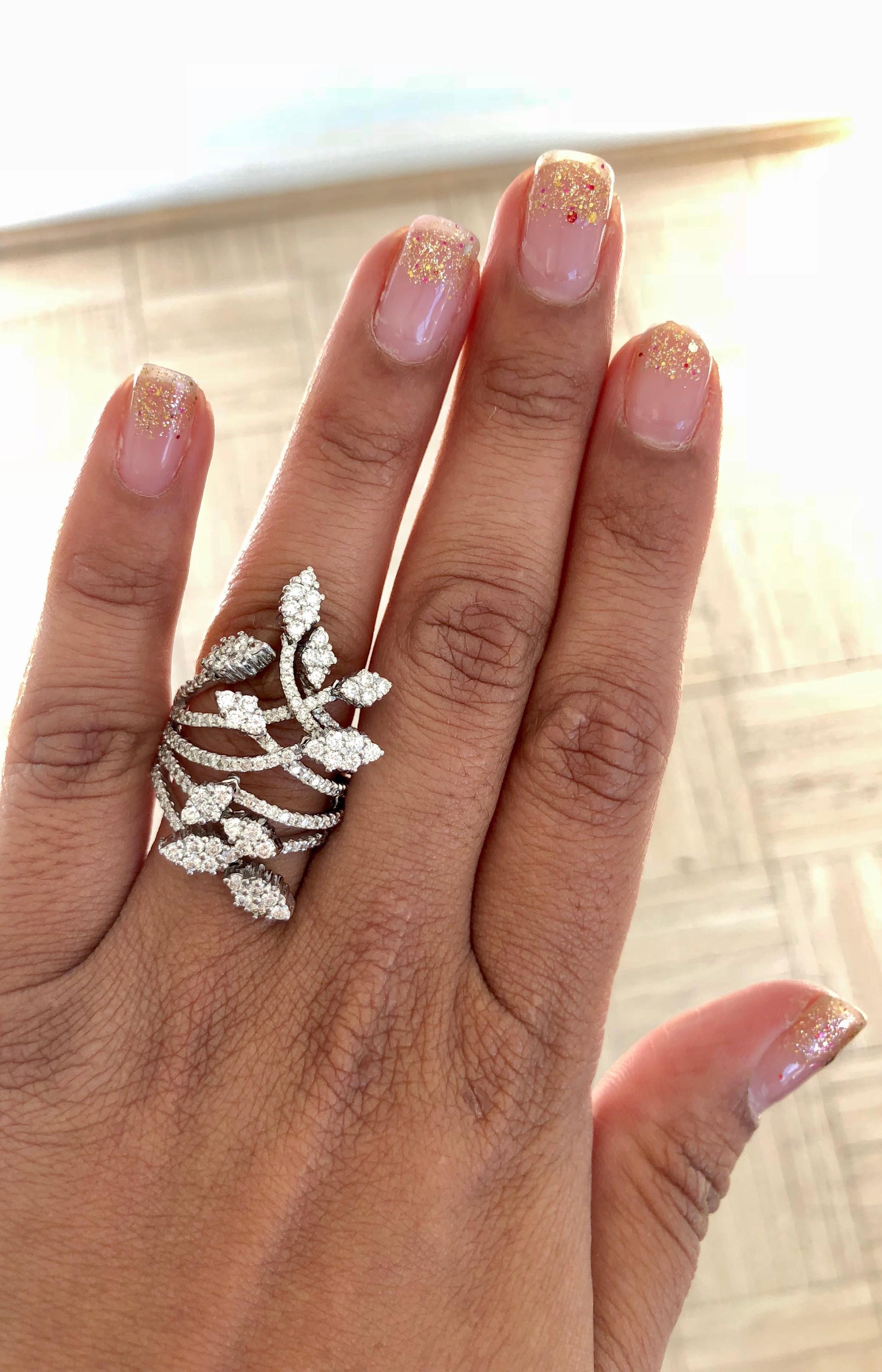 2.47 Carat Diamond Cocktail 14 Karat White Gold Ring