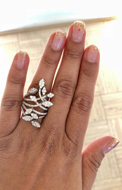 2.47 Carat Diamond Cocktail 14 Karat White Gold Ring